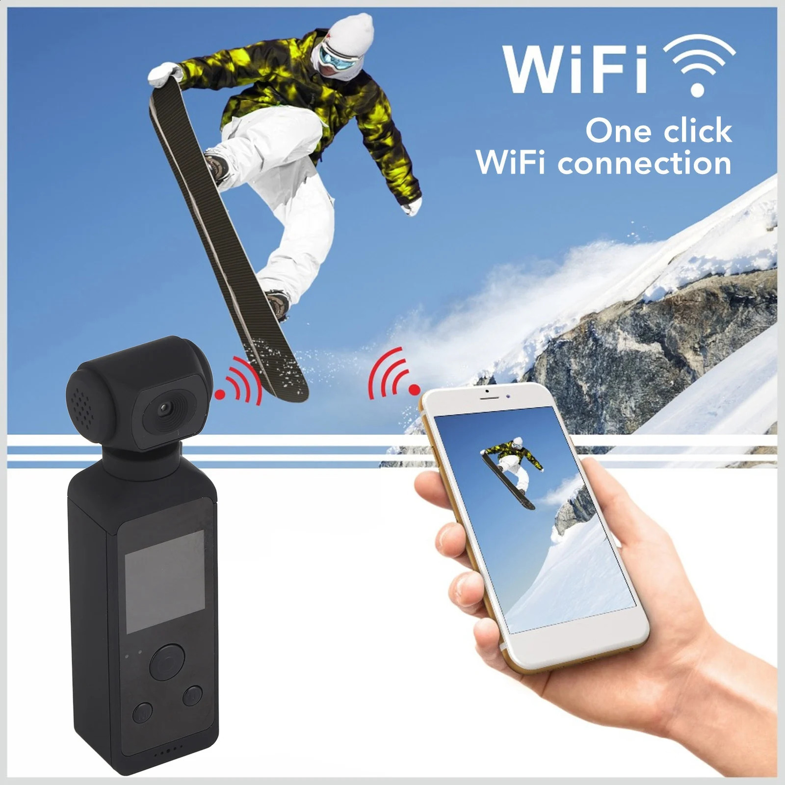 Pocket sized camera 4K HD 270 ° rotation anti shake WiFi with microphone clip used for outdoor riding diving shooting 250408