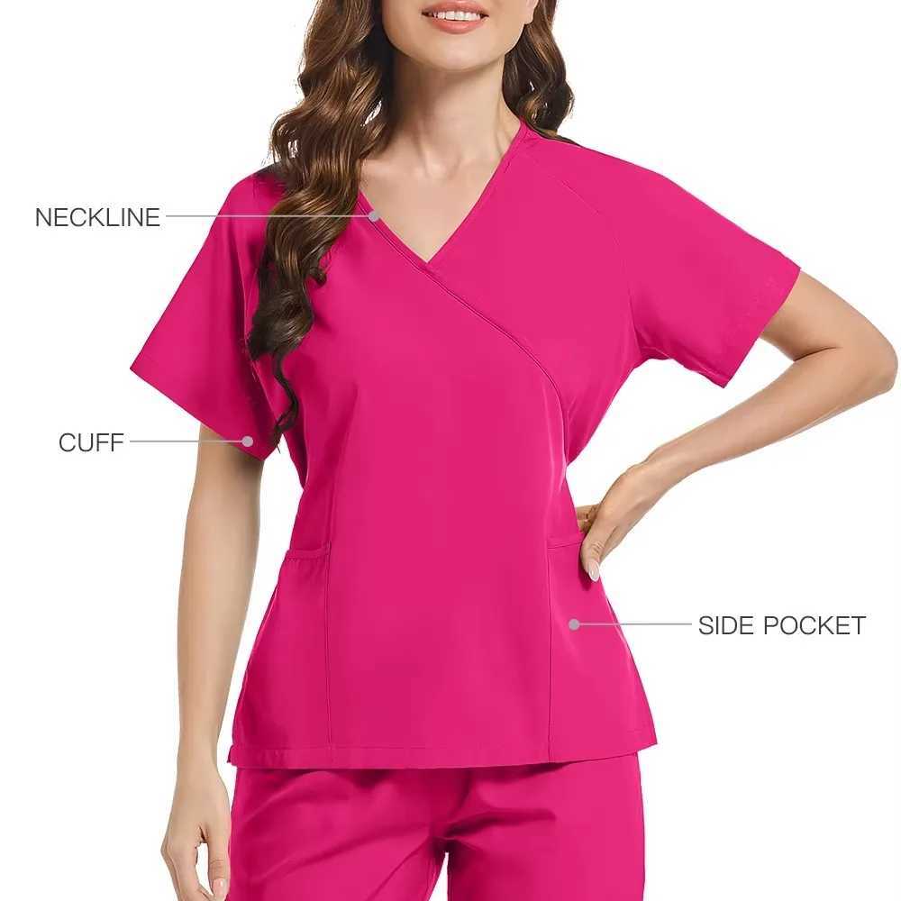 New Scrubs Set Medical Uniforms Stretch Scrub Tops with Pocket Pants Nurse Uniform Doctor Surgery Overalls Beauty Sn Workwear X250410