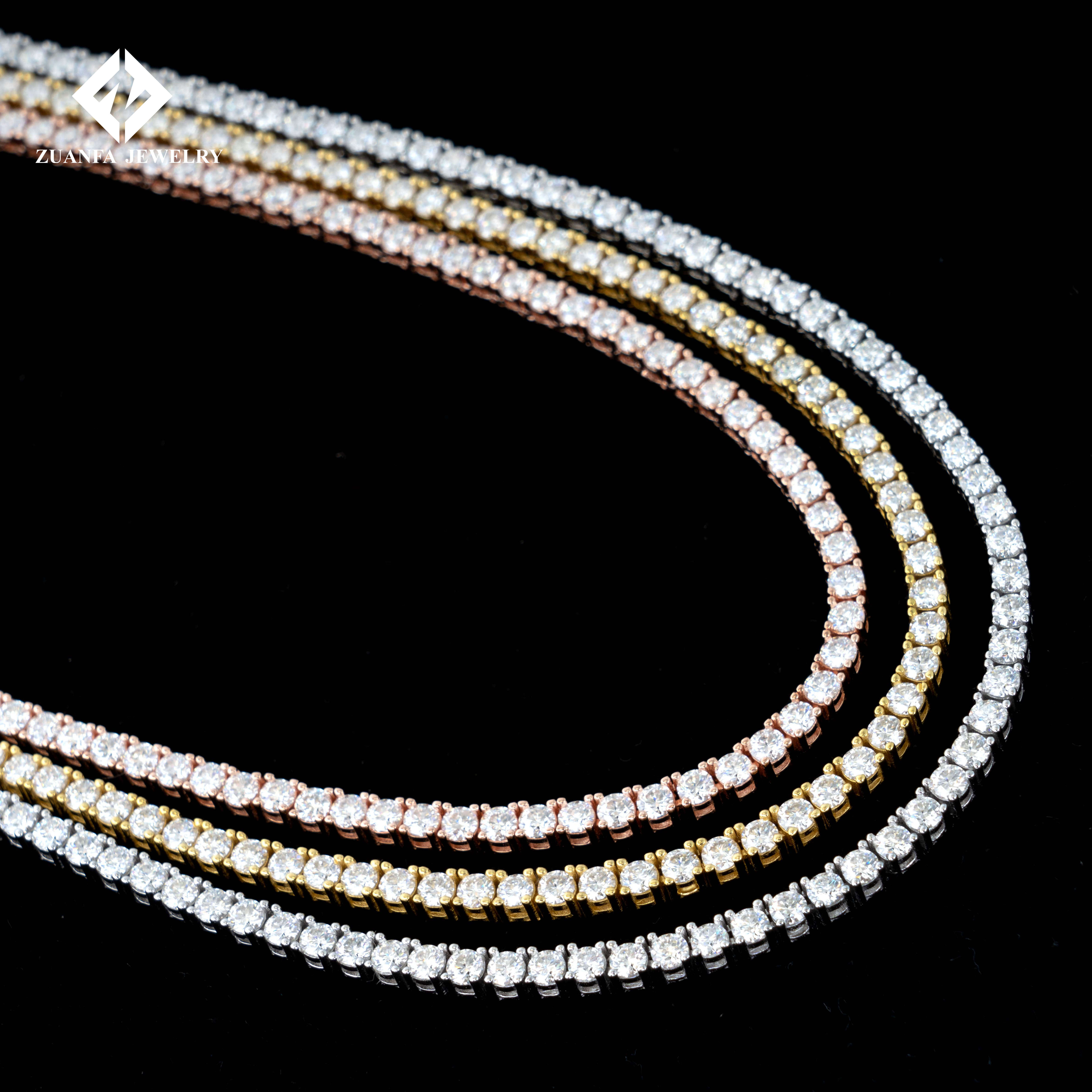 Wholesale Price Women Men Fine Jewelry Necklace 3MM 4MM 925 Sterling Silver D Color Vvs1 Diamond Moissanite Tennis Chain