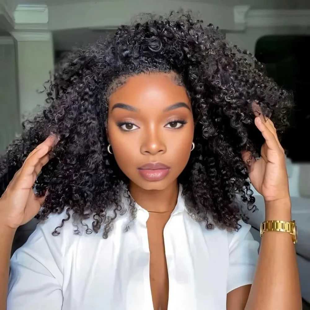 Half Wig Kinky Curly 200 Density Remy Hair Curly Wigs 100 Human Hair No Leave Out Upgrade Glueless Clip In Half Wigs For WomenT251111