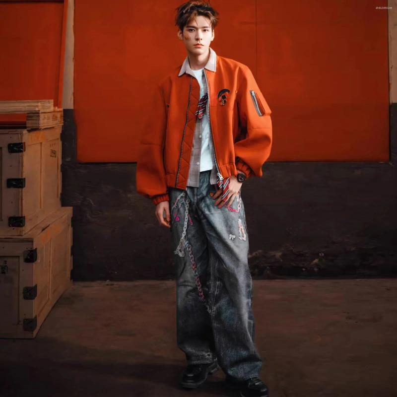 Men's Jeans 3D Candy Chain Digital Printed Curved Knife Baggy Denim Trousers Slim Fit Straight-leg Y2k Streetwear Fashion Vintage