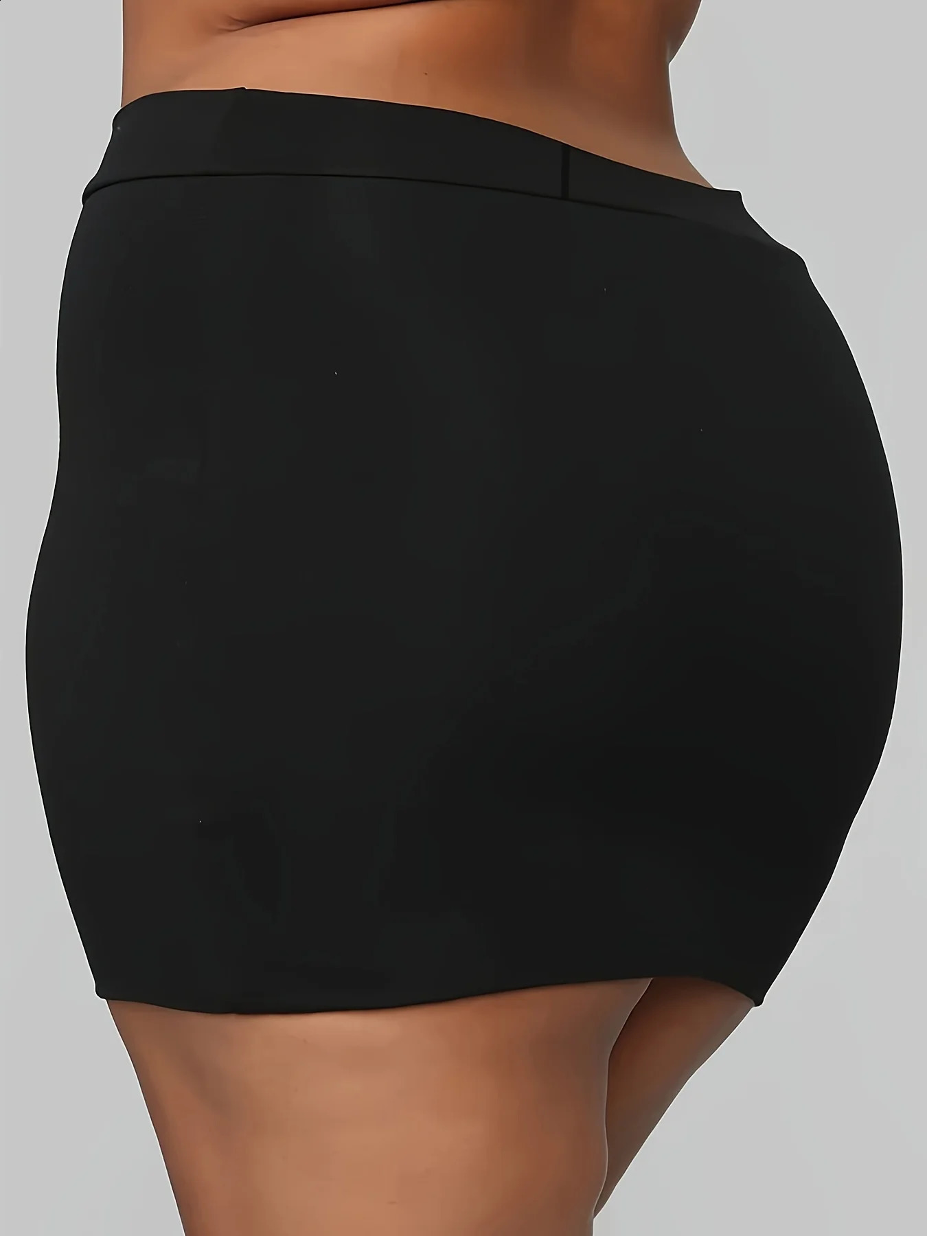 Plus Size Solid Bodycon Skirt Sexy Slim Skirt For Spring Summer Womens Plus Size Clothing 250410