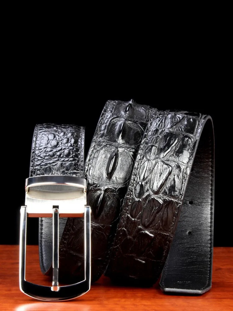 Men High Quality Pattern Cowhide Genuine Leather Belt Vintage Business Work Pin Buckle Waistband For Suit Pants Belts 251031