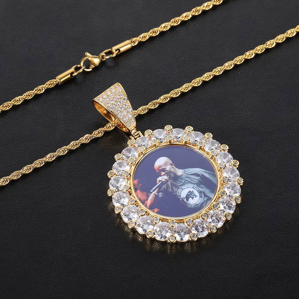 NUOYA Hip Hop Diamond Pendant Gold Plated Moissanite Jewelry Picture Customized Necklaces Pendant