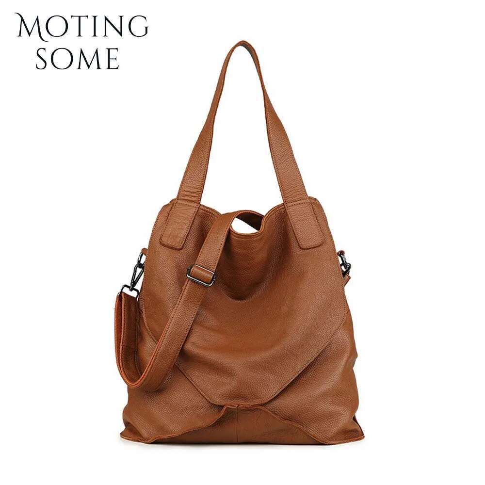 Designer Bag Motingsome Oversize High Quality Cowhide Handbag And Purses Large Capacity Casual Shoulder Hobo Bag Roomy Leather Tote