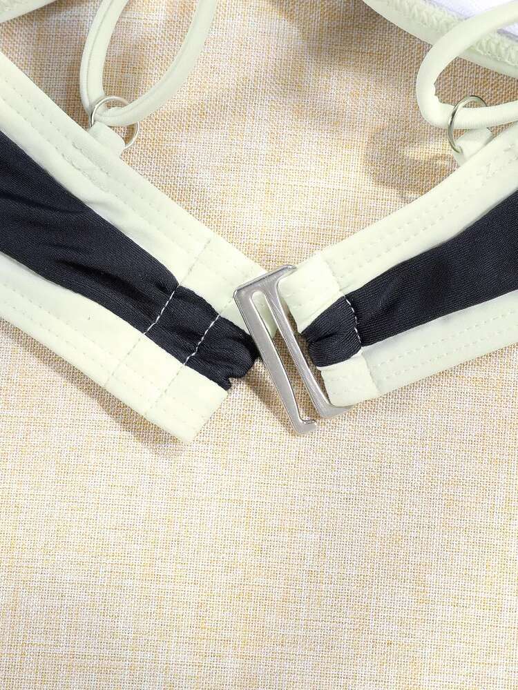 Bordered Bandage Bikinis Solid Women's 2025 Patchwork Swimwear Sexy Biquini Mujer Bathing Suit Low Waist Beachwear