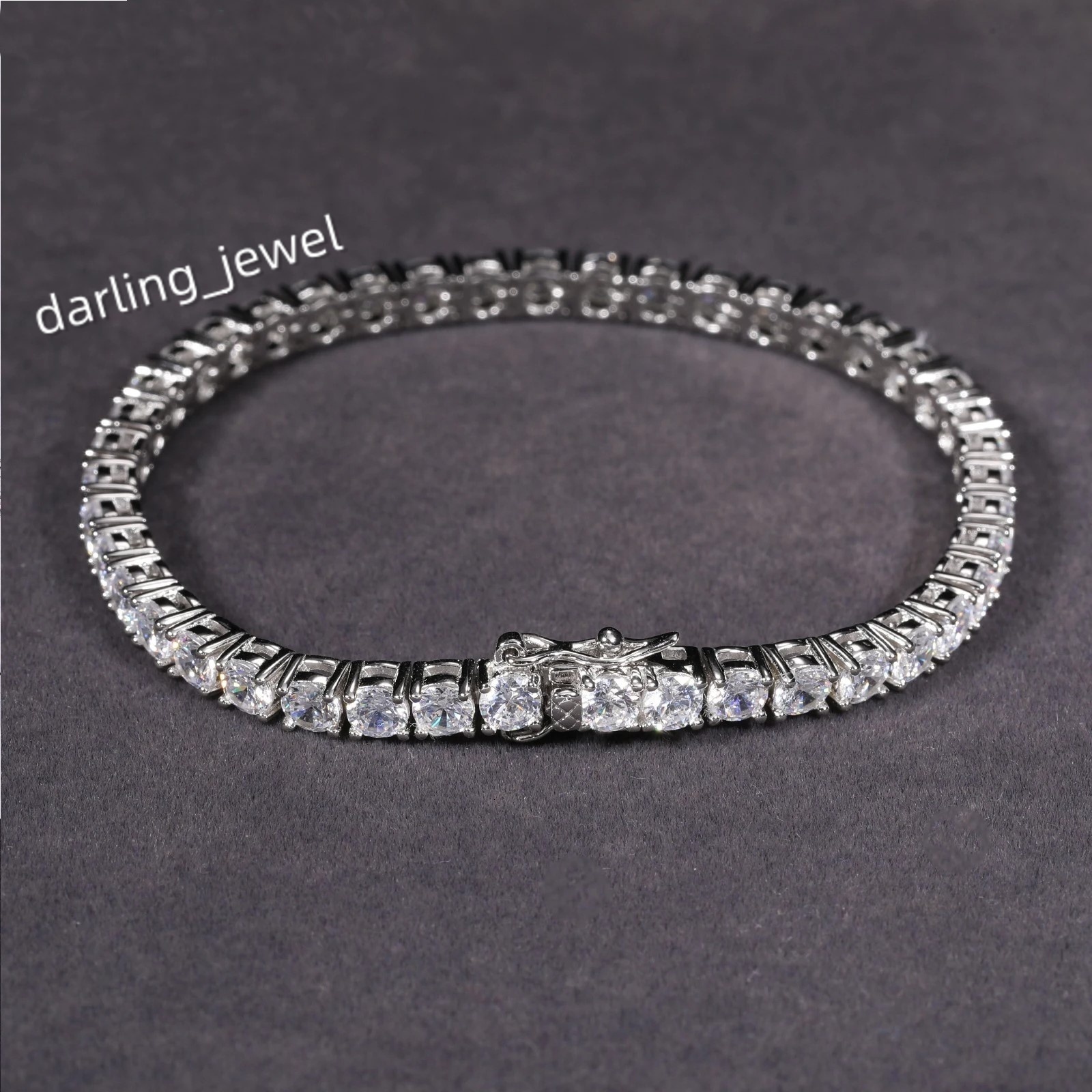 Hip Hop Iced out 925 Silver Moissanite Tennis Bracelet for Men 2mm Custom VVS Diamond Gold Plated for Parties