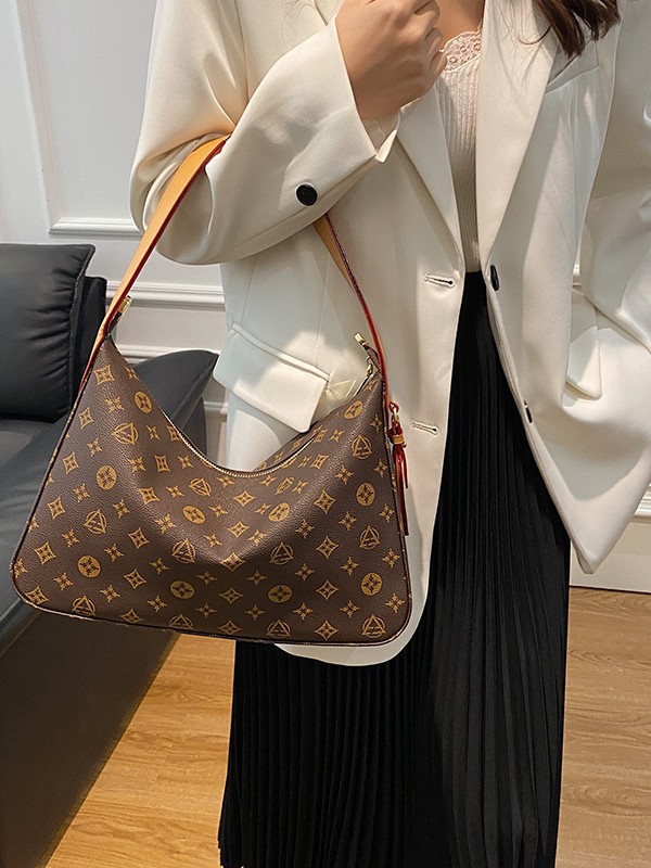 Old flower European and American fashion women's printed tote bag shoulder bag casual large capacity commuting armpit bag