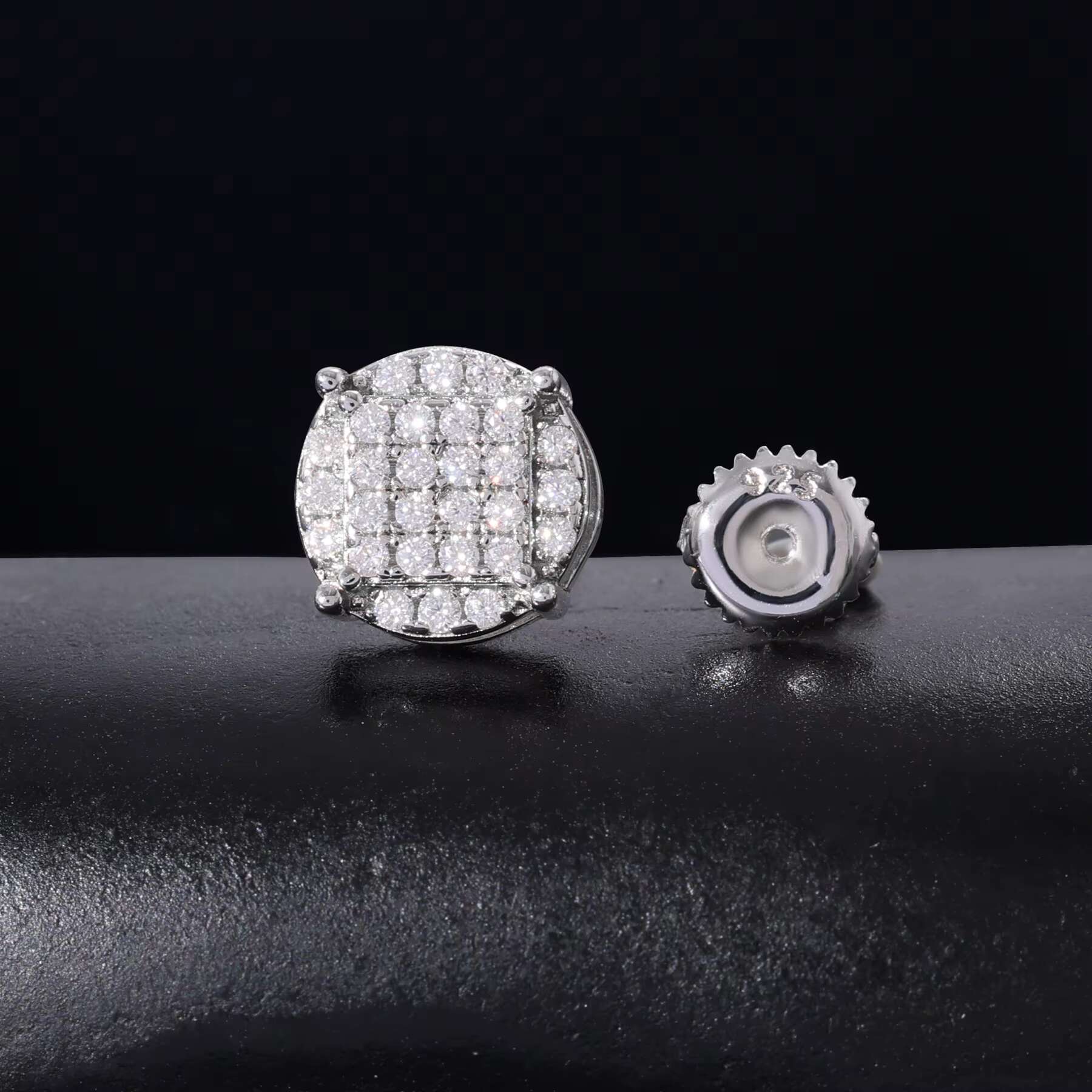 Luxury Stud Earrings Gold Plated 925 Sterling Silver VVS Moissanite Diamond Earrings With GRA Certificate Pass Diamond Tester