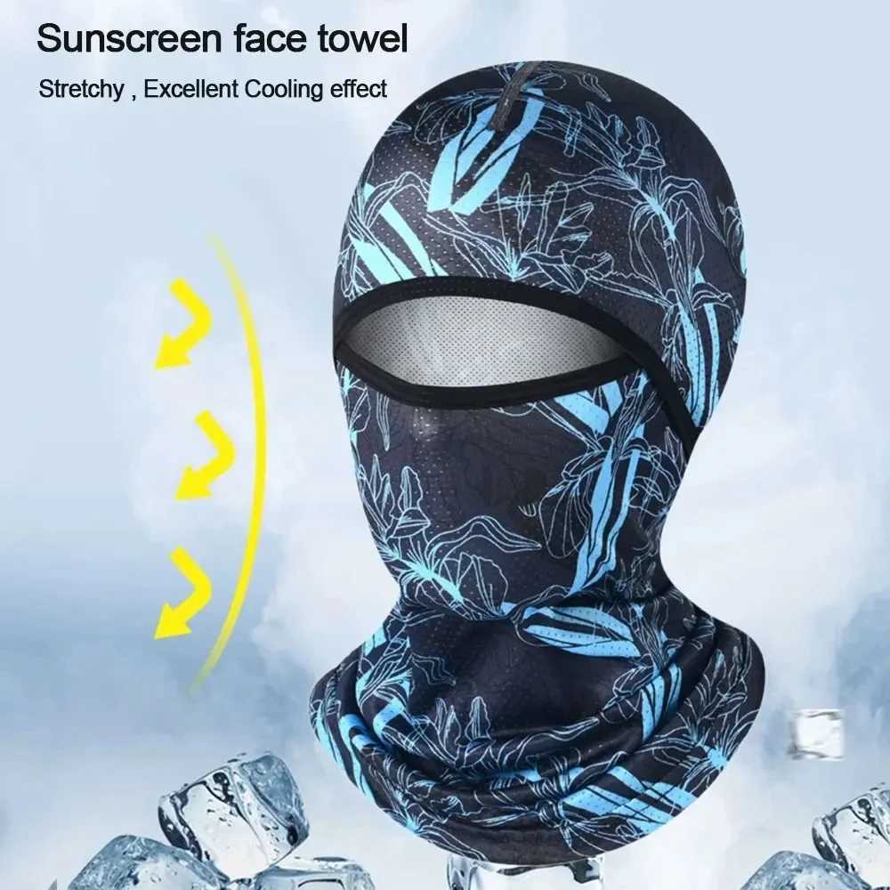 Summer Cool Balaclava Ice Silk Cycling Full Face Cap Sun Anti-UV Protection Sports Face Cover Headwear Bike Motorcycle Mens Hat S251110