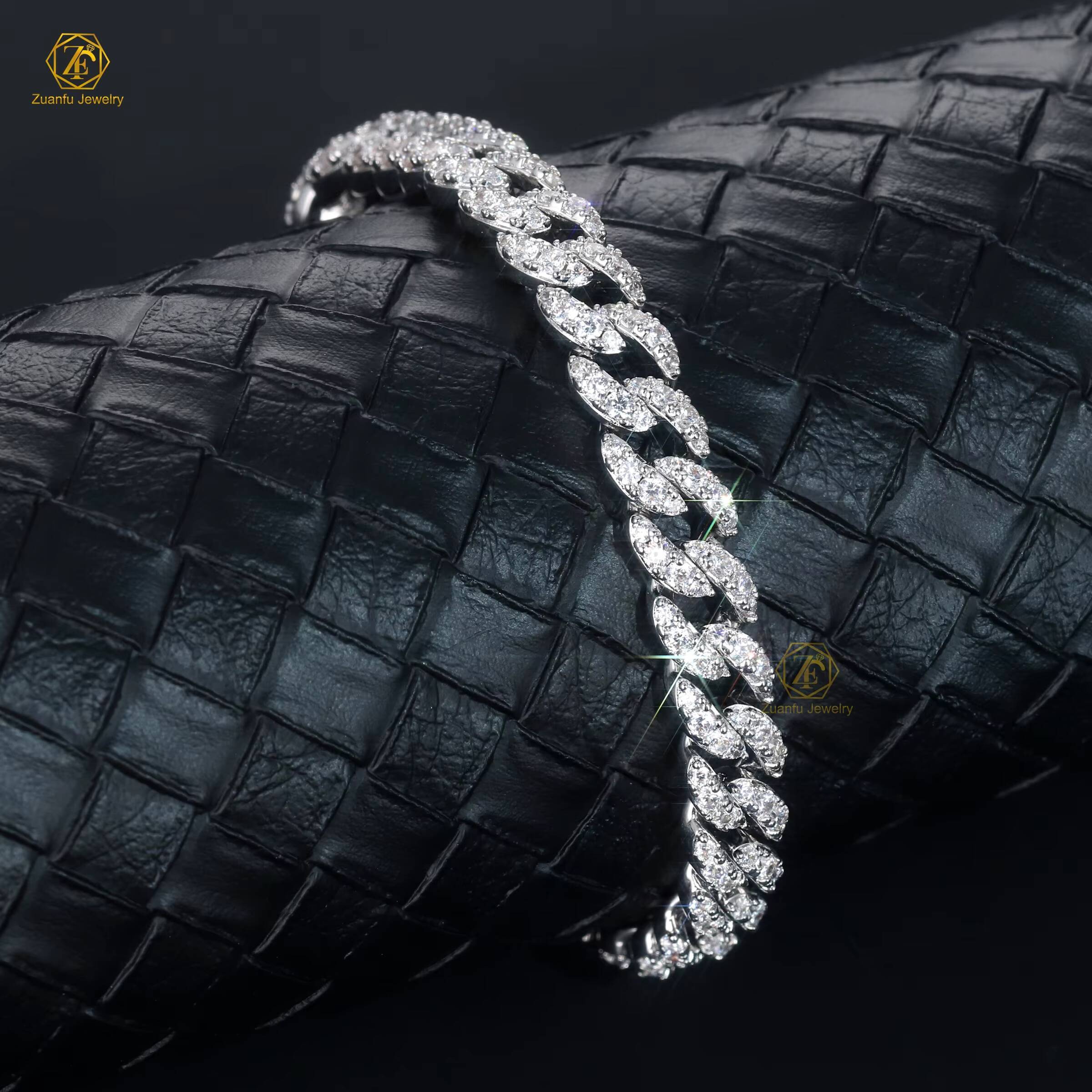 Hiphop Style 6mm Infinity Chain Moissanite Bangle 925 Silver 18K Gold Plated Unisex Bracelet with GRA Certificate for Party