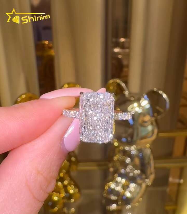 VVS D Color IGI Certificated Lab Grown Diamond 5CT Radiant Cut Ring Engagement Ring 10K 14K 18K Gold Gift for Women