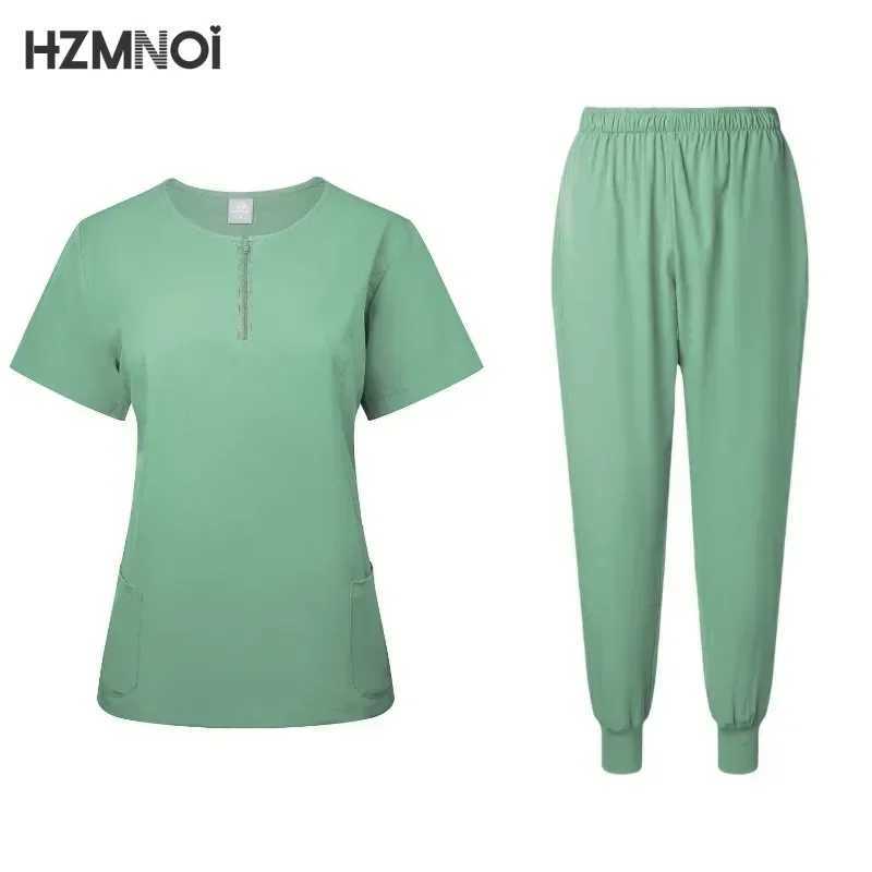 Casual and Comfortable Two-piece Set Stretch Quick-drying Medical Work Clothes Pet Hospital Short-slved Trousers Suit X250410