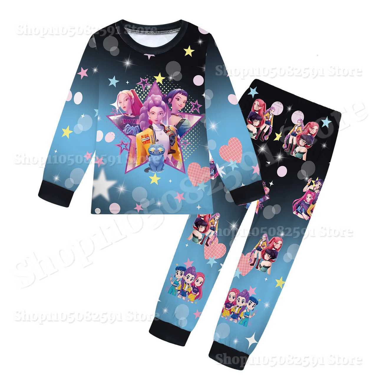K Pop for Demon Hunters Kids Pajama Set Baby Girls Daily Nightgowns Rumi Mira Zoey Girls Long Sleeve T ShirtPants 2pcs Set Z251111