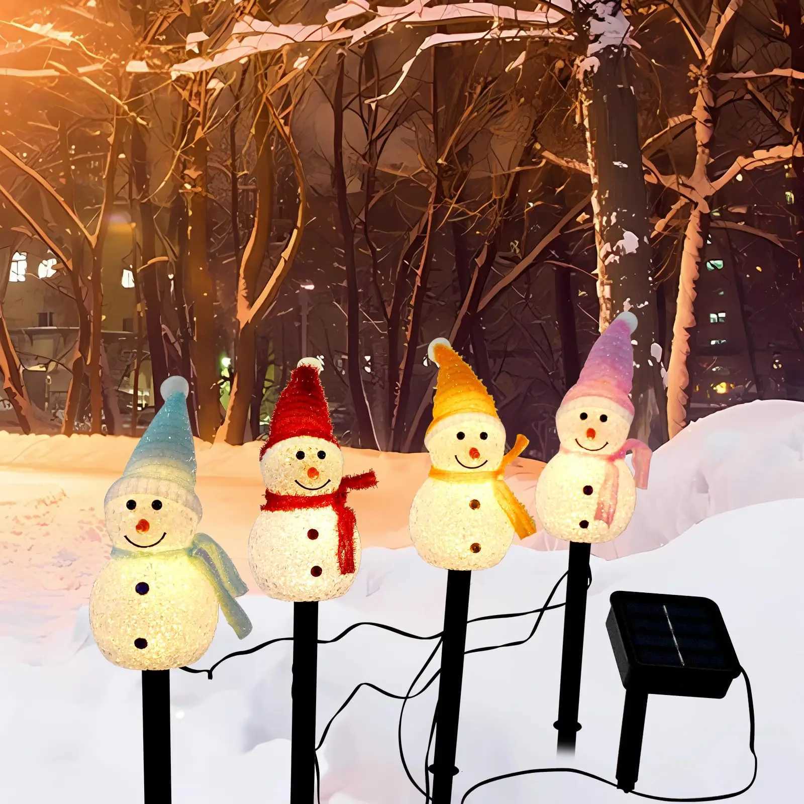 Christmas Christmas Decorations Light Solar Light Snowman Christmas Outdoor Solar Powered Stakes Lights For Corridor Patio Lawn Decoration Y251111