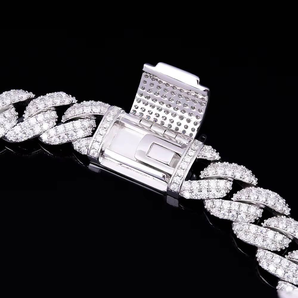 XINGYUEGEM Wholesale 8MM 7in Full Diamond Chain Link 925 Sterling Silver Cuban Mossianite Bracelet Fine Jewelry Bangles for Gift