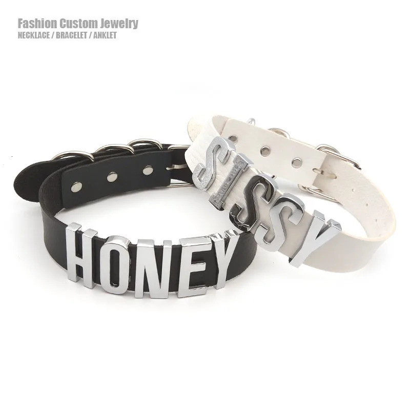 30MM Soft Faux Leather Collars Goth Sexy Customized Letters MEOW Choker Necklace Punk Personalized Role Age Cosplay Jewelry 251110