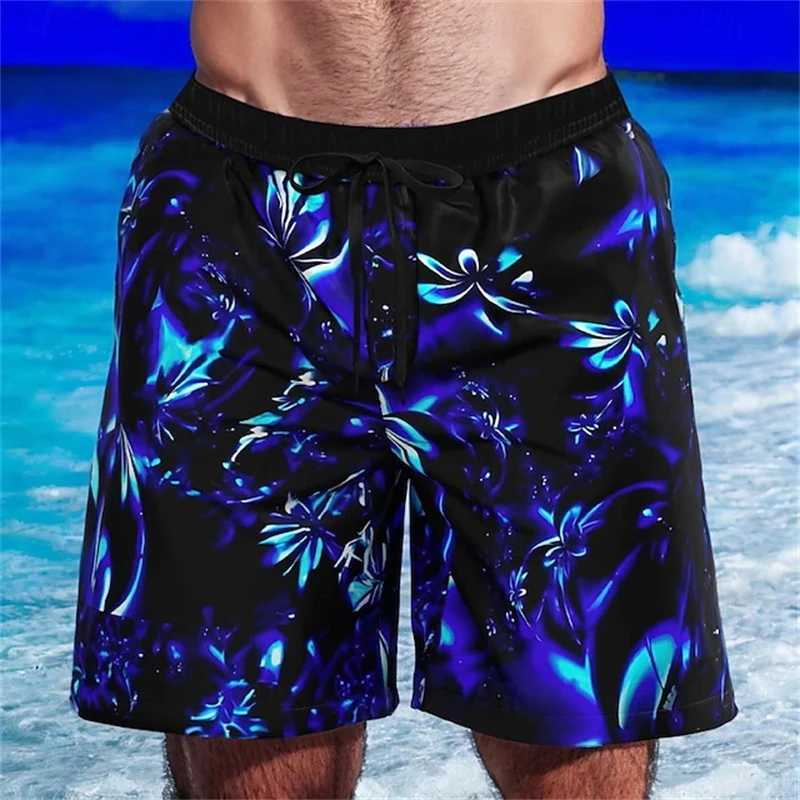 3D printed palm leaf tropical plant shorts for mens swimming relay board shorts fashionable streetwear quick drying shorts for mens clothingW250410
