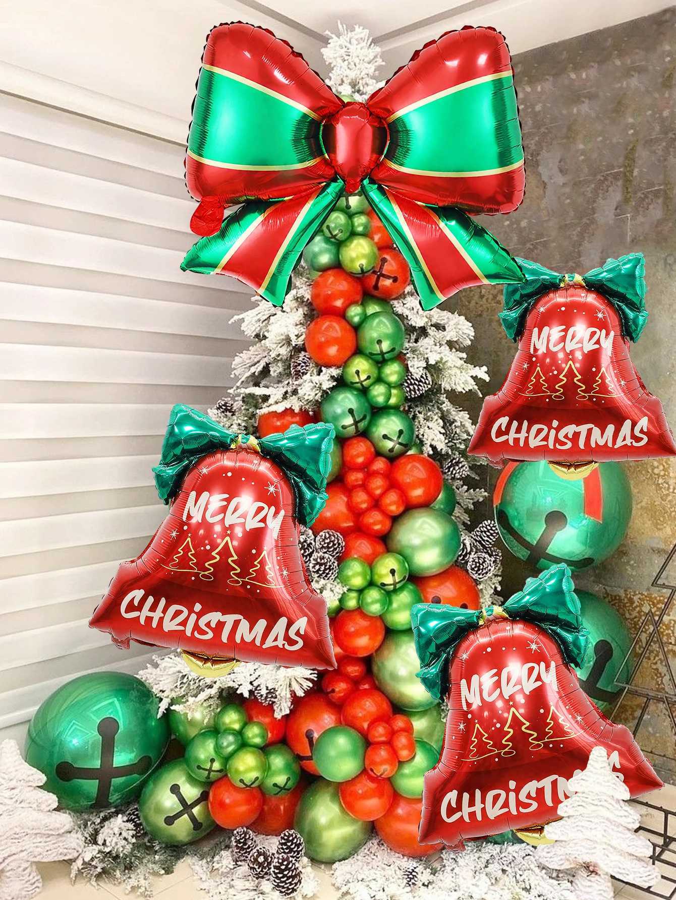 Christmas 1/2pcs Christmas Balloon Bow and Bell Foil Balloon Christmas Gift Decoration Bow Theme Party Decoration Christmas Gift Y251111