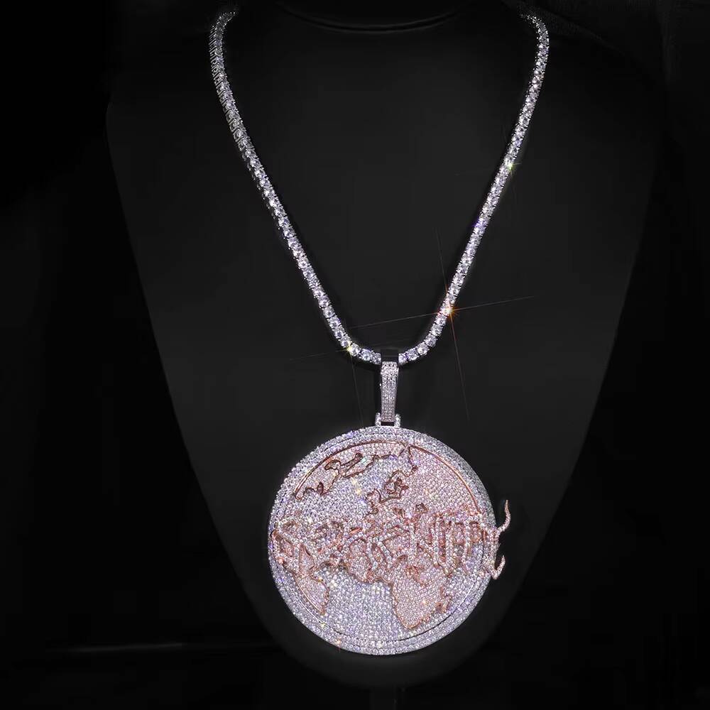 NUOYA Round Rose Gold Plated Letter Pendant Personalized Hip Hop Necklace Custom Name Charm Jewelry Customizable