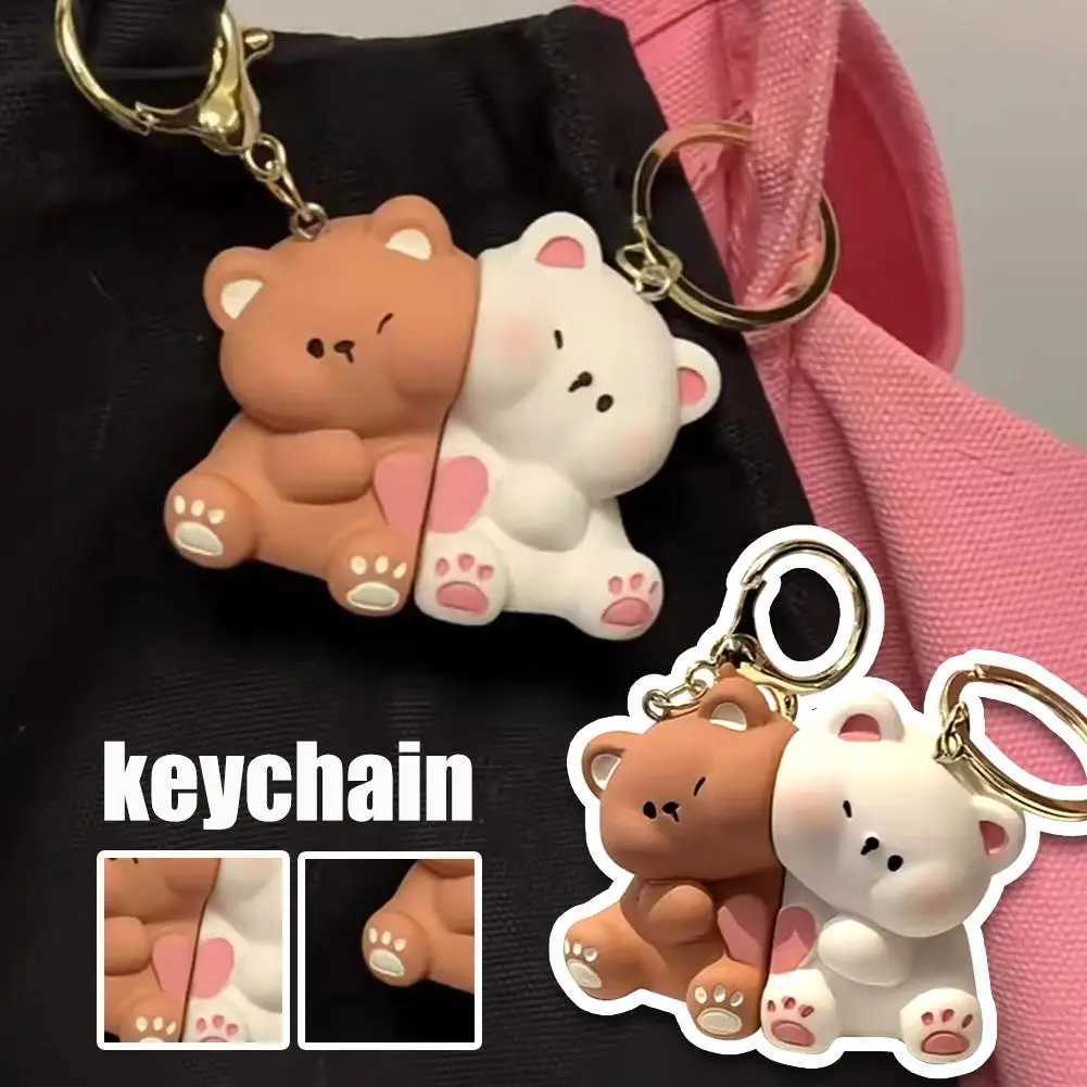 Couple magnetic temptation cute bear keychain cute cartoon bear keychain pendant Valentines Day friend gift fashion bestseller W250411