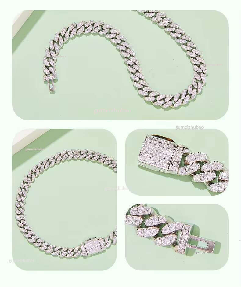 Hot Sale Hip Hop Jewelry Sterg Sier 6mm 8mm 10mm Vvs1 GRA Certified Moissanite Miami Cuban k Bracelet Unisex