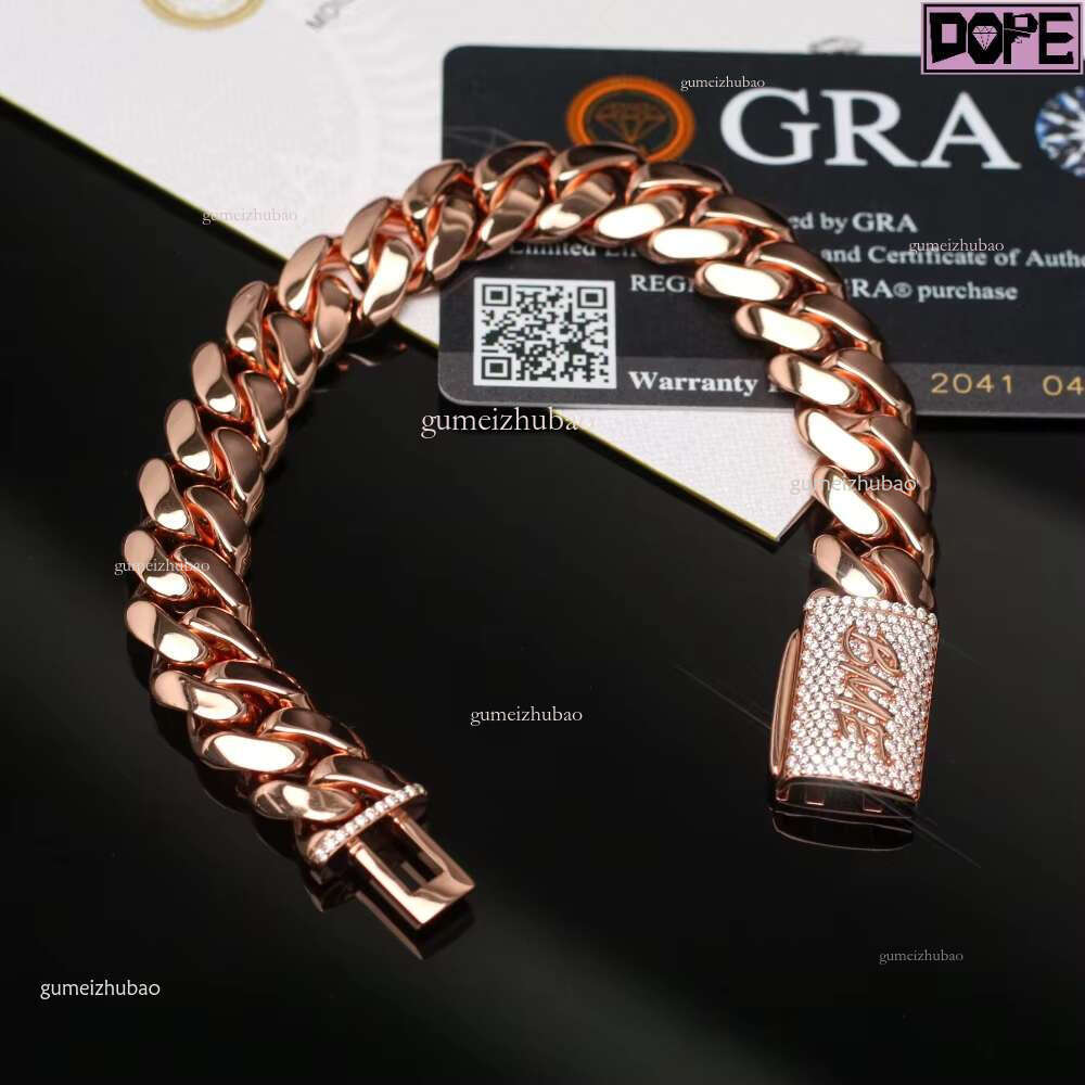 Iced Out Customized Bracelets Hip Hop Chain VVS Moissanite Clasp Sier Cuban k Bracelet