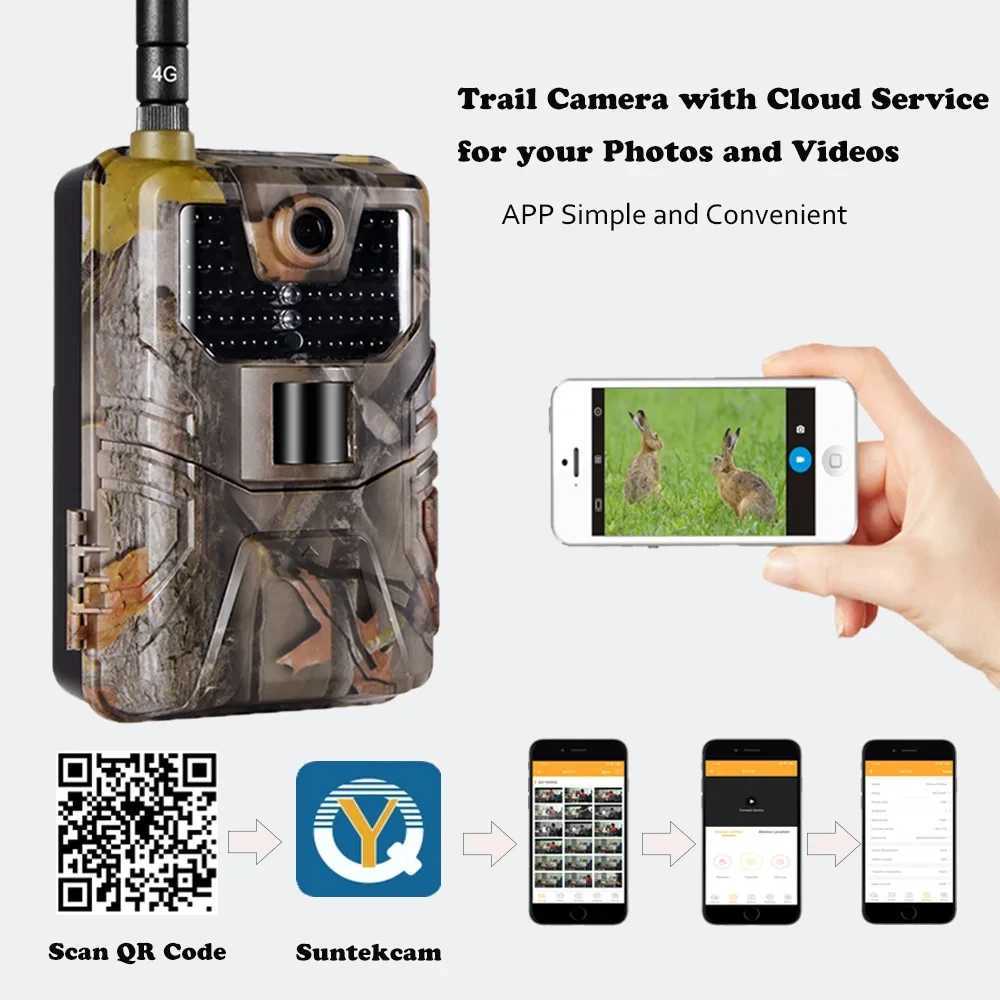 Suntekcam APP Control Trail Camera Cloud Service 4G 30MP 2K Wireless Wildlife Hunting Camera Night Vision Monitoring HC900Plus X2504111