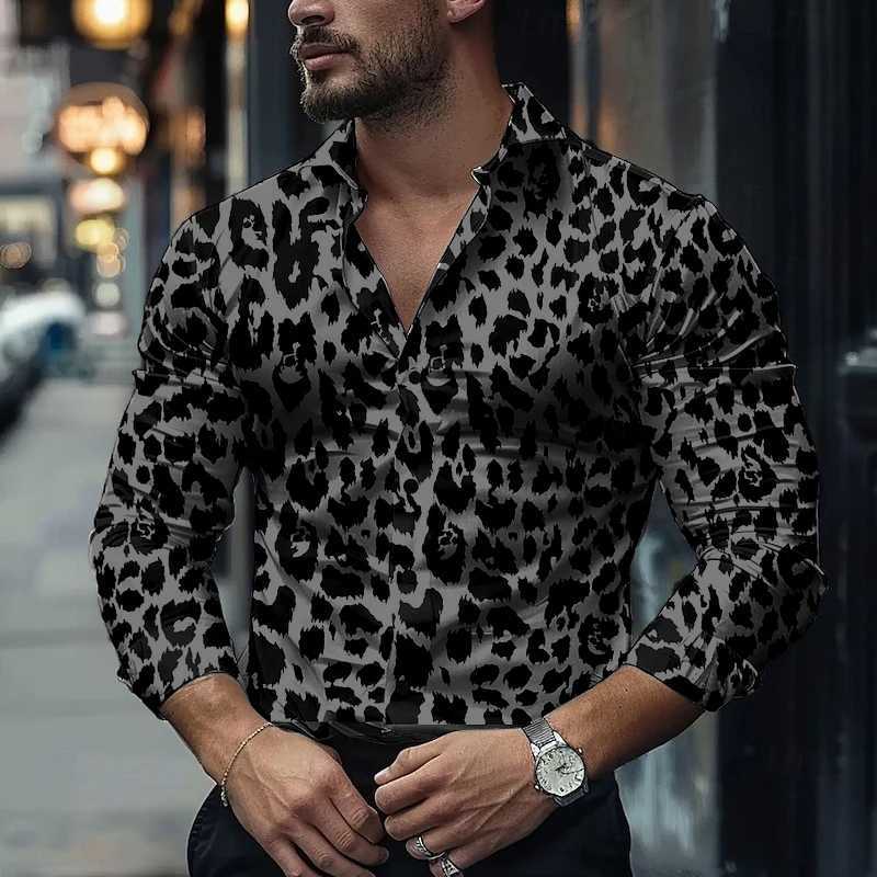 Fashion Mens Long-sleeved Shirts Leopard Pattern 3D Printed Single-breasted Shirts Casual Party Shirts Tops Mens Clothing K251110