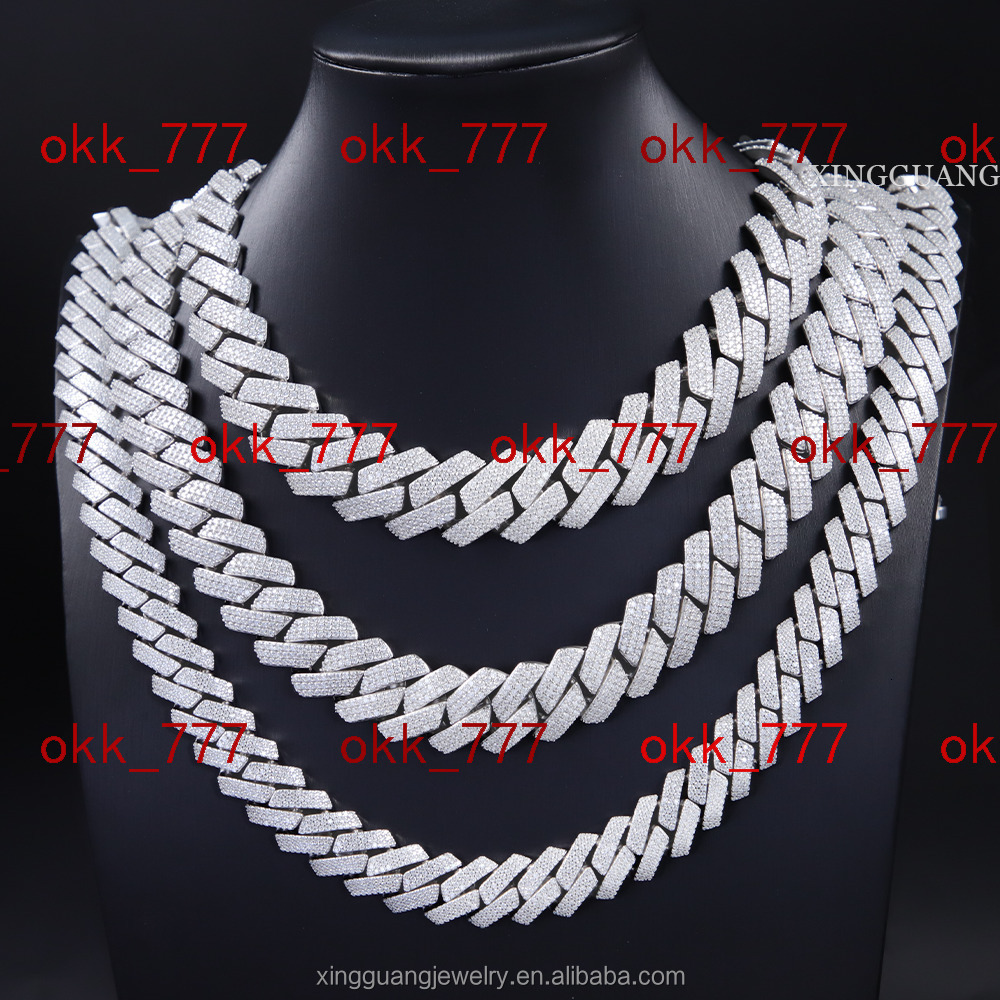 Pass Diamond Tester GRA Moissanite Diamond 6-20mm Width 925 Sterling Silver Cuban Link Chain for Rapper Hip Hop Necklace
