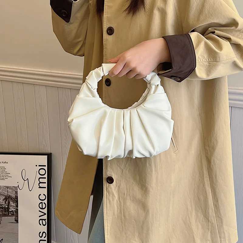 Fashion pleated womens handbag PU cloud bag casual tote bag shopping shoulder bag womens handbagT25041111