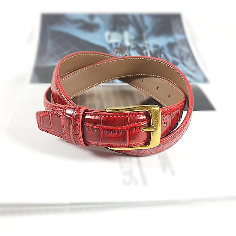 Genuine Leather Simple Versatile Pattern Womens Thin Belt Decoration with Dress Fashion Casual Trouser Straps 251031