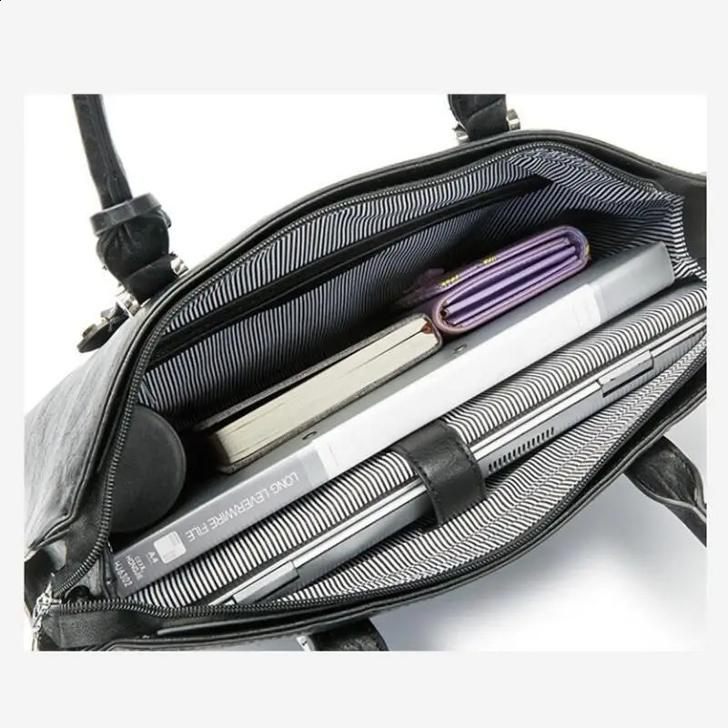 premium leather laptop bag for womens business briefcase 14 inches compatible 250410