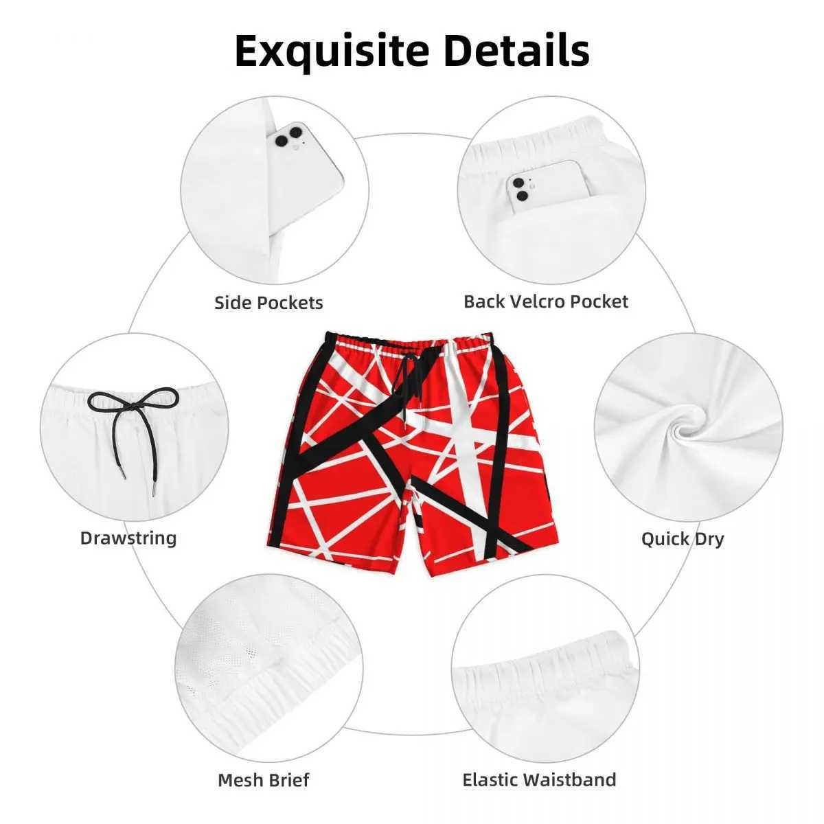Summer Board Shorts Mens Fan Hailun Surfing Red Black White Line Art Printed Beach Shorts Comfortable Swimming Trunk Plus SizeW250410