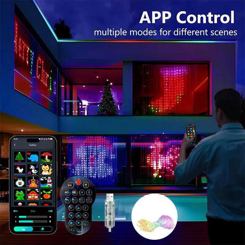 Christmas Smart RGBIC Curtain Lights LED Fairy Light Dynamic DIY String Lights APP Control for Indoor Outdoor Bedroom Window Party Decor Y251111