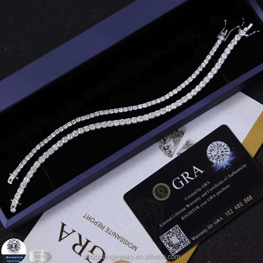 XG 4 5 mm Diamond Tennis Bracelets Real S925 Silver Gold Plated VVS Moissanite Tennis Bracelet Fine Jewelry Bracelets