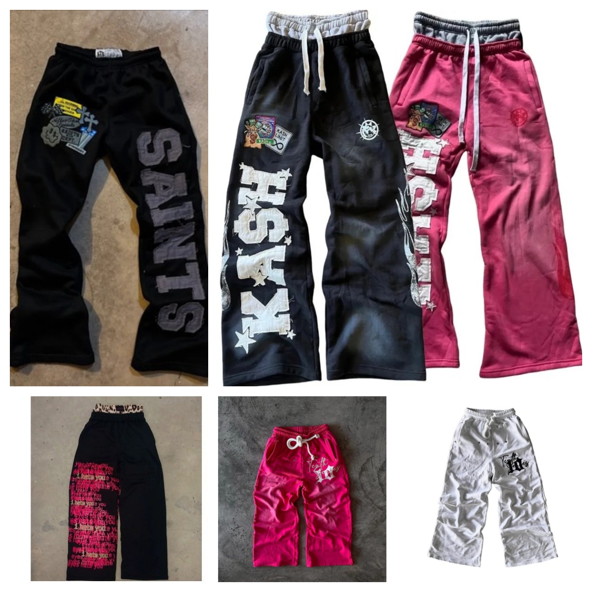 Designer Men's Pants Embroidered Y2K SweatPants Hip Hop Patch sweatpants Harajuku Drawstring Leg Tie Streetwear Jogging Womens Asia Size XS-4XL