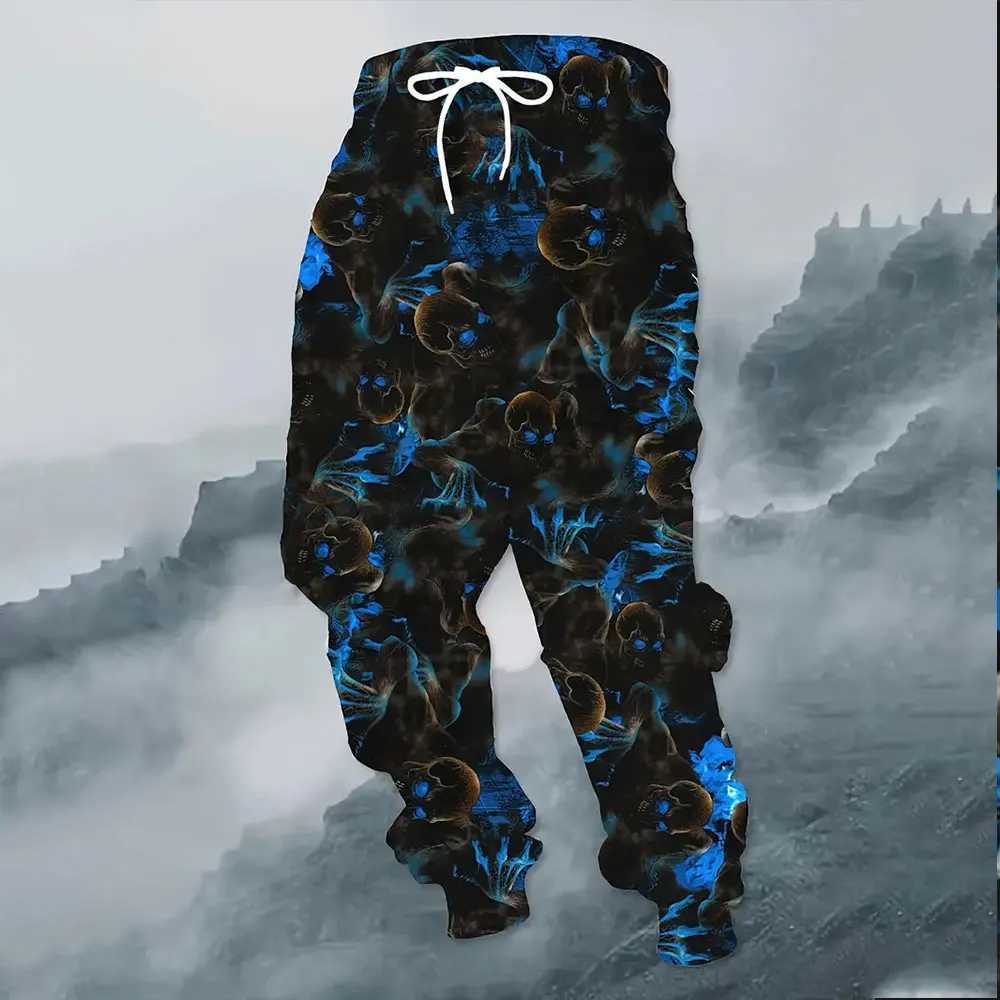 New Fashion 3D Skeleton Full Body Printed Sports Pants Winter Thick Warm Pants Mens Loose Casual Pocket Drawstring Sports PantsXJ250410