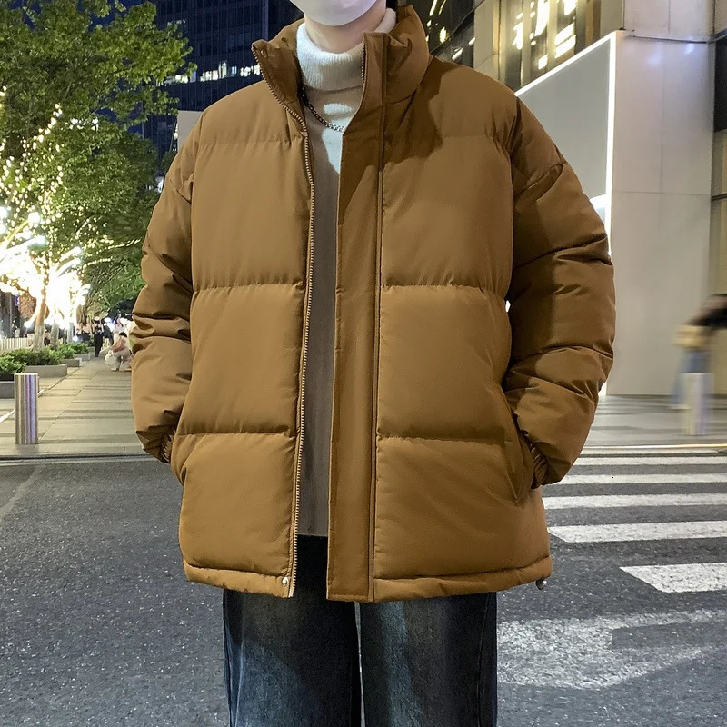 Warm Winter Male Puffer Jacket Thick Parkas Korean Fashion Men Padded Down Outwear Zipper Stand Collar Loose Couple Outdoor Coat 251106