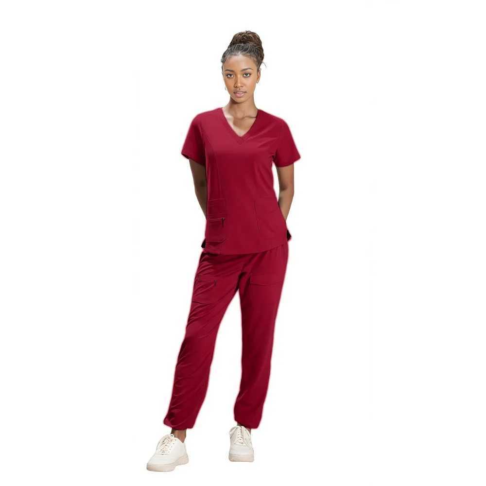 Scrubs Medical Uniform Short Slve Tops+Pants Nursing Uniform Women Pet Shop Doctor Hospital Clinic Surgery Workwear Scrub Sets X2504101