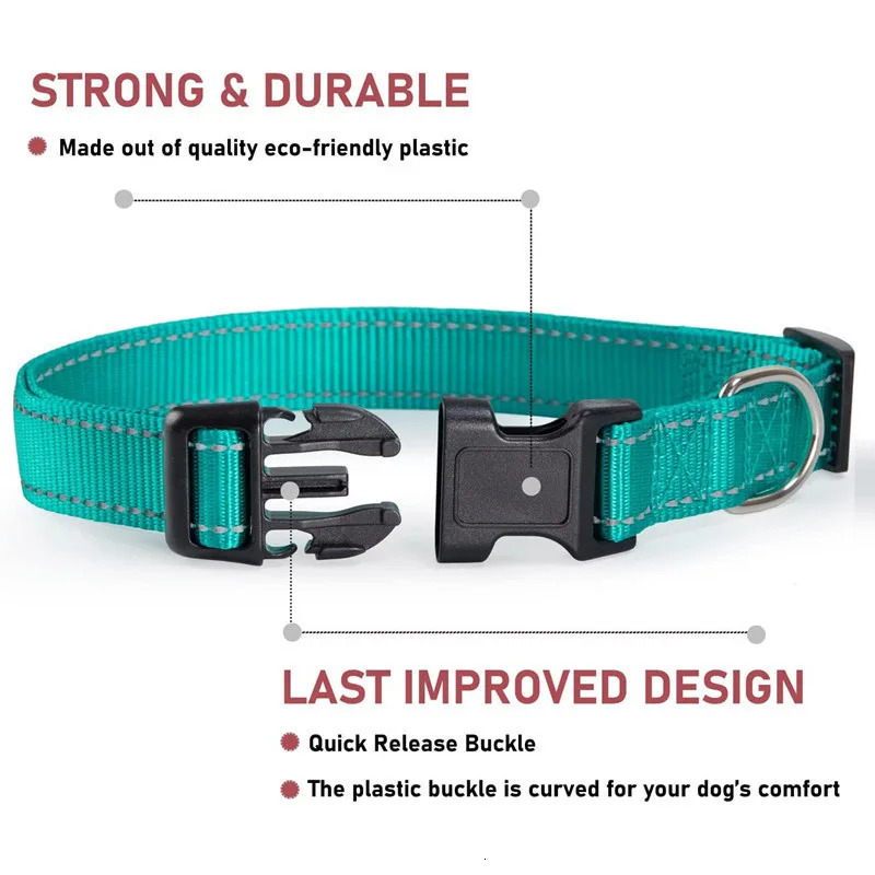 Reflective Dog Collar Strap With Adjustable Safety Nylon Pet Traction Rope Suitable For Small And MediumSized Pets 251110