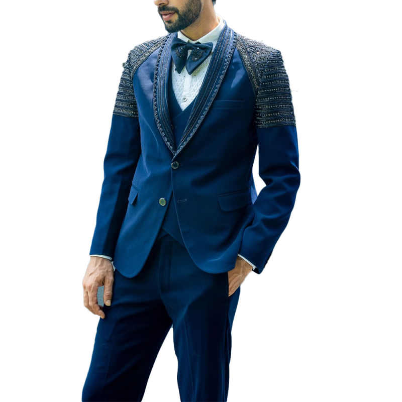 Fashion Wedding Men Suit Appliques Party Suit 2-Pieces Coat Pants Tailor-Made Groom Groomsman Formal Occasions Size Plus Size Customized M251622