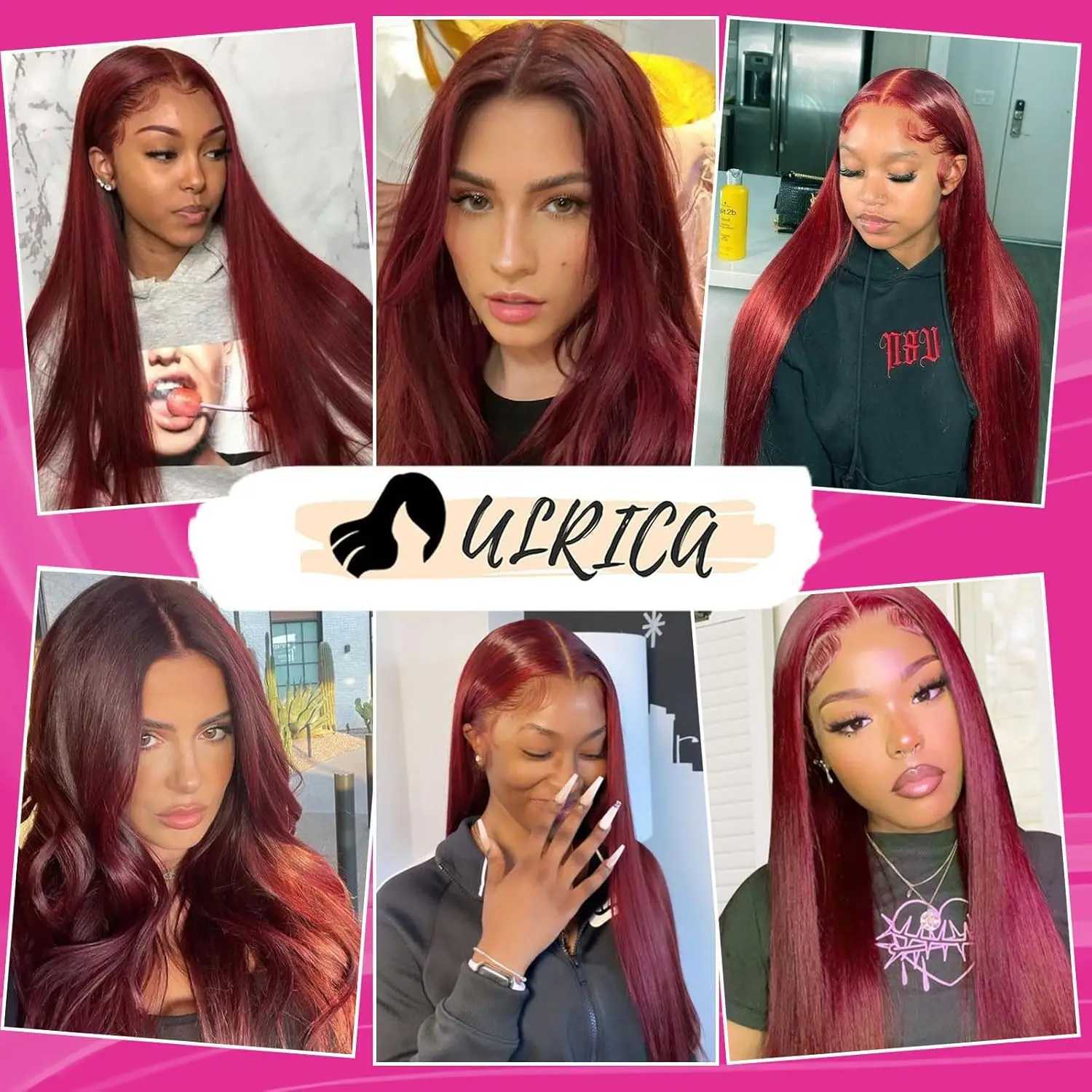 13x6 HD Transparent Lace Frontal Human Hair Wig Bone Straight 13x4 Lace Front Human Hair Wigs For Women 99J Burgundy Colored WigT251111