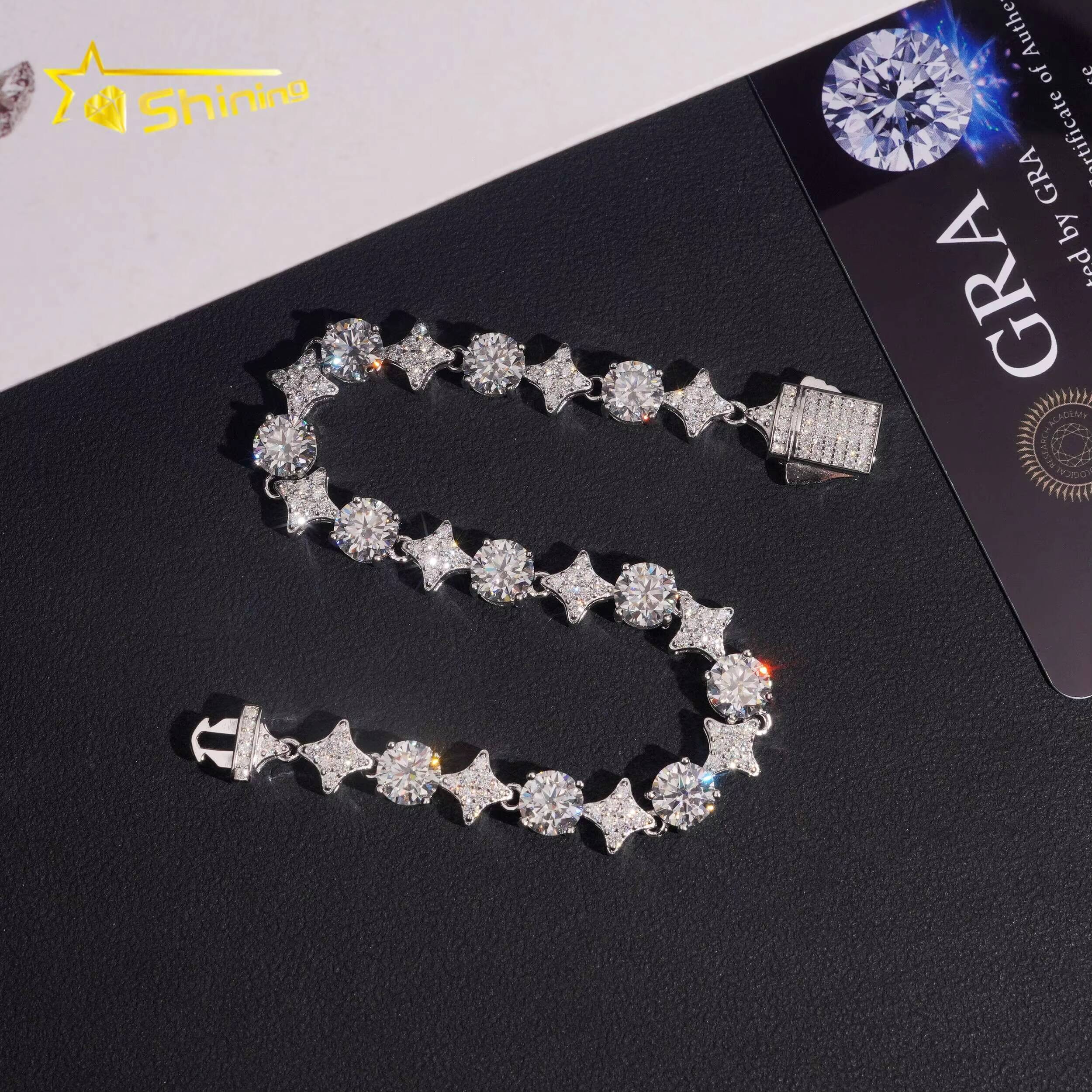 Trendy Iced Out D VVS Moissanite Diamond Bracelet GRA Certificated Custom 925 Silver Bracelet Men Hip Hop Moissanite Jewelry