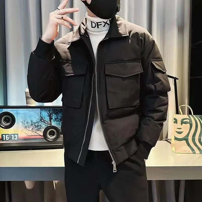 Mens Winter Cotton Coat Arrival Korean Style Trendy Oversized Casual Jacket Thick Warm Fashionable Puffer for Men 251106
