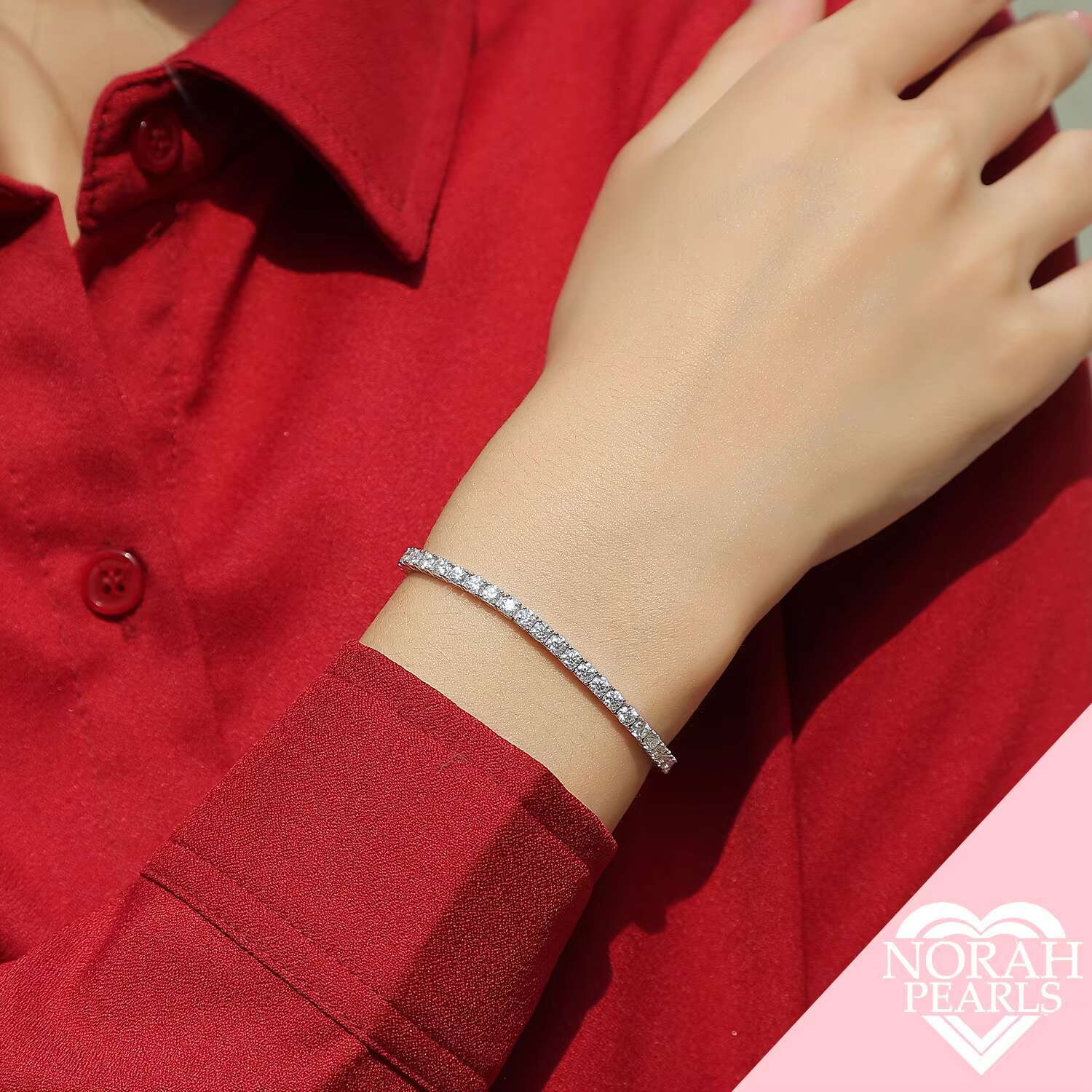 3MM Moissanite Tennis Bracelet - 925 Sterling Silver 18K Gold Plated Jewelry for Women