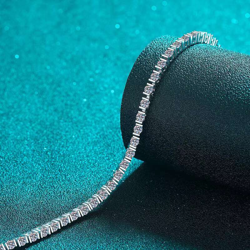 Wholesale VVS 3mm Moissanite Iced Out Tennis Bracelet 925 Sterling Silver Sparkling Moissanite Tennis Bracelet for Women