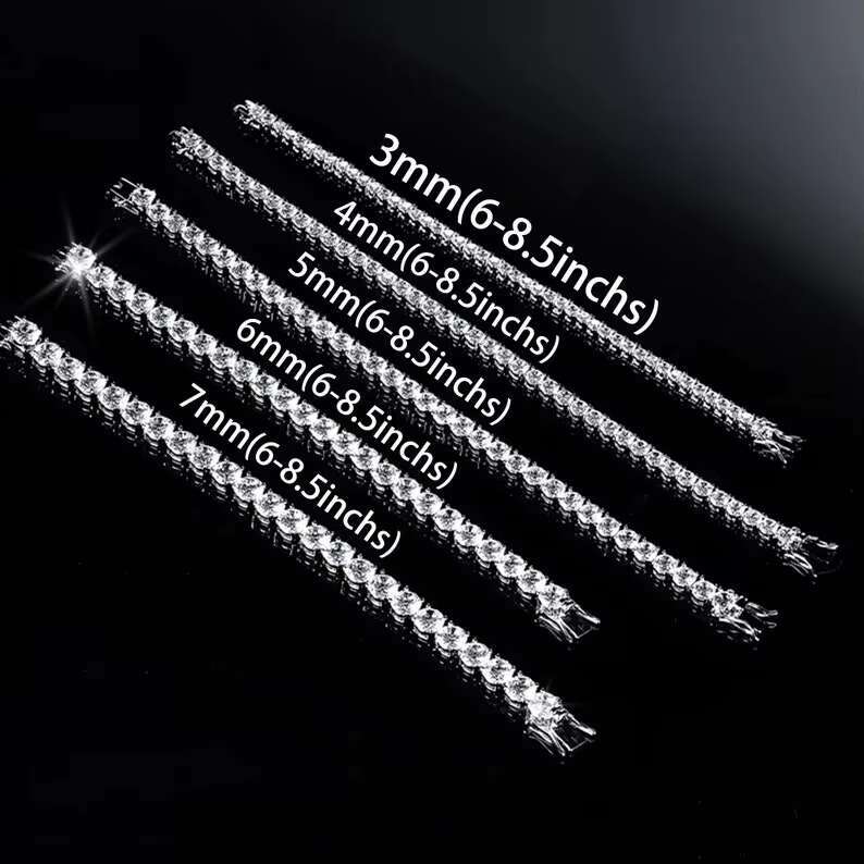 3mm 4mm 5mm 6mm Hiphop Iced Out Moissanite Bracelets Bling 925 Sterling Silver VVS Moissanite Tennis Bracelet
