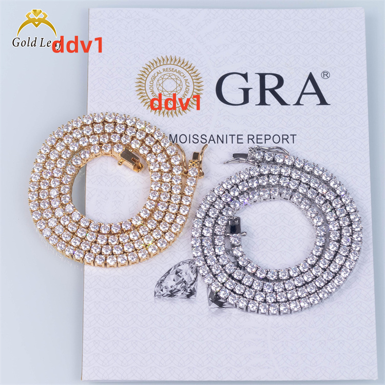 Goldleaf 10K Real Gold GRA Report Classic Hip Hop Tennis Chain Bracelet 3-5MM VVS Moissanite Diamond Tennis Bracelets Bangles