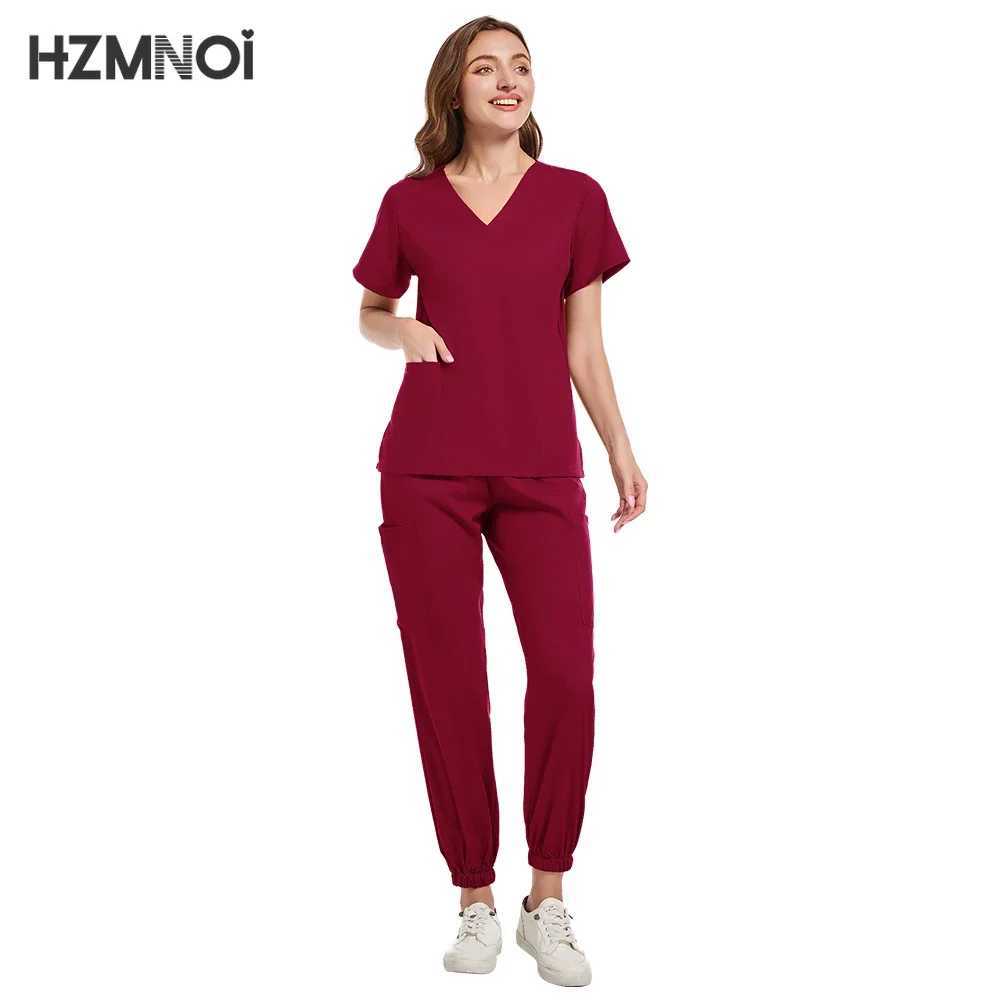 New Multicolour Pharmacy Nurse Scrubs Set Dentist Surgical Medical Uniforms Elestic Women Joggers Suit Beauty Spa Uniforms X250410